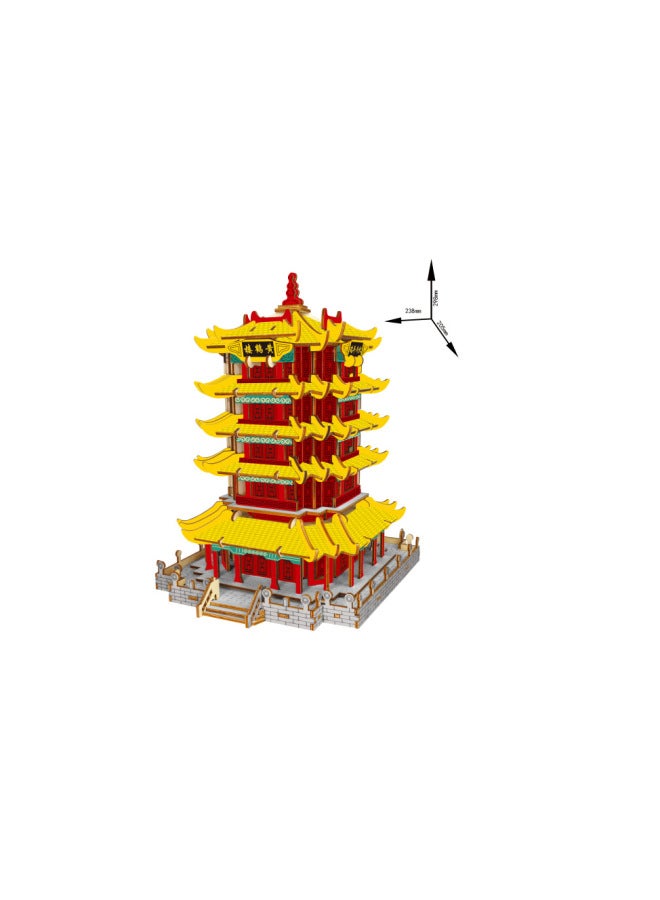 Laser Cutting Ancient Building Model Handmade Three-dimensional Wooden Puzzle Antique Series Toys Wholesale-Color:Yellow Crane Tower (smart Wood Laser Board) - Image 1